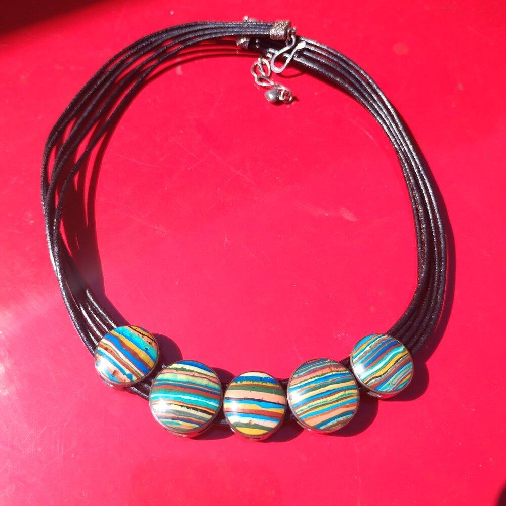 Jay King DTR  925 Sterling Silver Turquoise Rainbow Calsilica Reversible - Picture 9 of 10